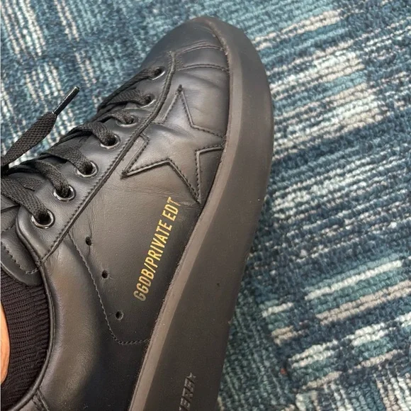 Golden Goose Black Leather Sneakers with Star - Picture 1 of 12